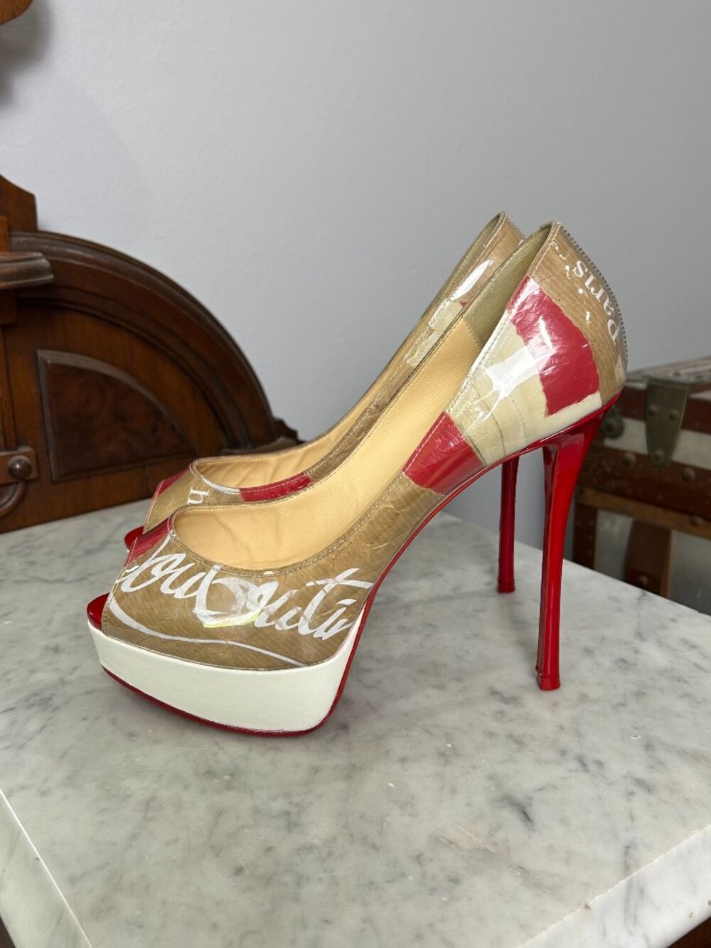 Christian Louboutin Fetish Peep 130 LoubiKraft Kraft size 38